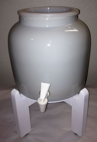 Ceramic Classic White Water Dispenser and White Counter Stand