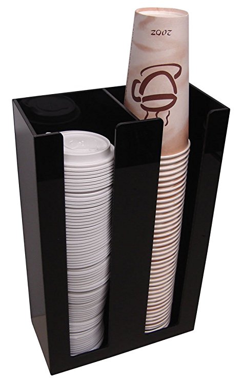 Soda Cup and Lid Dispenser with two 5 inch organizer slots