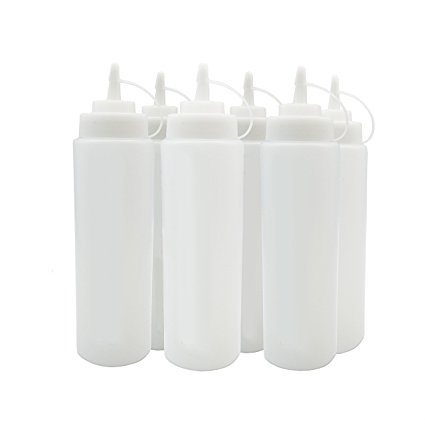 24 oz Plastic Squeeze Squirt Condiment Bottles 6pack with Twist On Cap Lids – Ideal for Condiments, Oil, Icing,Liquids paints and Crafts, – Set of 6