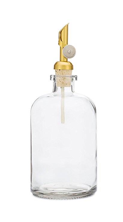 Recycled Glass Oil Dispenser with Self Pour Spout (Gold)