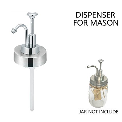 DIY Soap Dispenser Liquid Pump-Oils Dispenser for Mason Jars, Regular Mouth Jars, Perfect for Bathroom & Kitchen Clear Acrylic. Stainless Steel Pump, Jar Not Included. New product! Stylish!