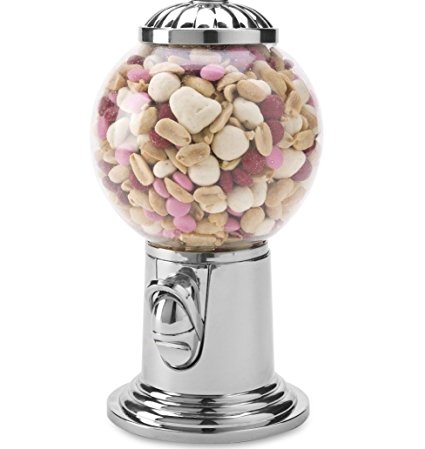 Elegant Candy Dispenser, Gumball Machine with Silver Top. Holds Snack, Candy, Nuts, and Gumball's.