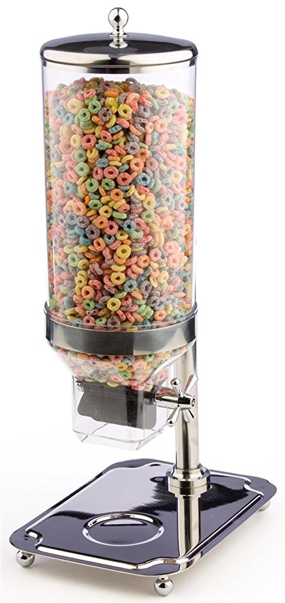 Displays2go Cereal Dispenser with Clear Acrylic Cylinder