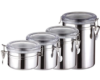 Fashionclubs Stainless Steel Airtight Storage Canister with Lid and Clamp,Food Storage Container 0.85L