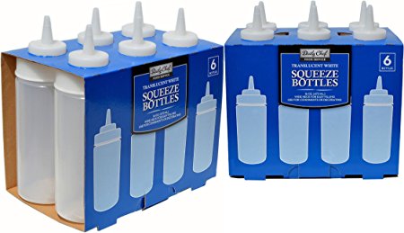 Daily Chef translucent white squeeze bottles -16 Oz. - 12 Pack