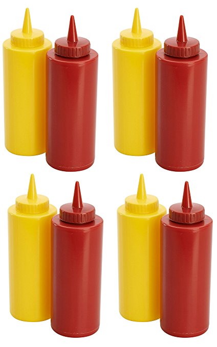 4 Sets of Plastic 11.5 oz Ketchup & Mustard 7 in Dispensers Bottles! Perfect for BBQ's, Picnics, Family Reunions, and Parties!