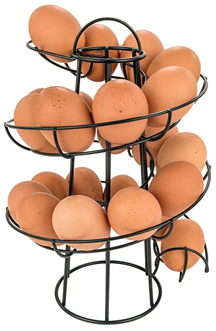 Southern Homewares Egg Skelter Deluxe Modern Spiraling Dispenser Rack, Black