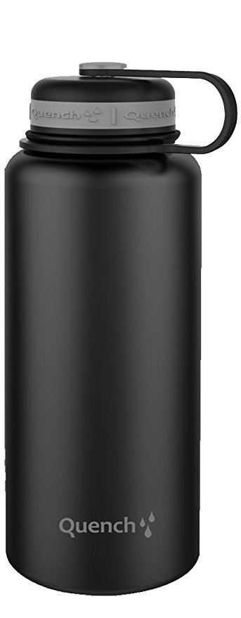 MyBevi Cool Hydration Vacuum Insulated Premium Stainless Steel Travel Bottle 32 oz - (Black)