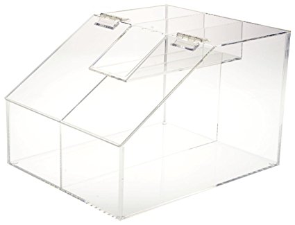 Displays2go CANB250DD Countertop Scoop Bin Dual Compartments for Candy or Food Hinged Lid