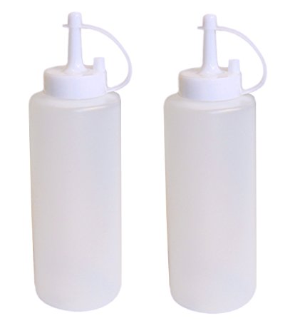 Pack of 2 Plastic Squeeze Bottles with Caps, Ketchup BBQ Sauce Dispensing Bottles (12 OZ)