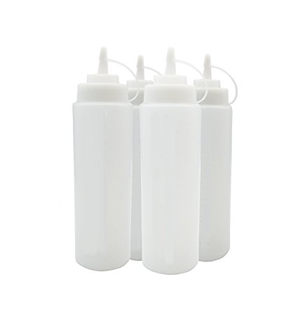 BIG Size 32 oz Plastic Squeeze Squirt Condiment Bottles 4pack with Twist On Cap Lids – Ideal for Condiments, Oil, Icing,Liquids and Crafts, – Set of 4