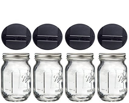Mini Mason Spice Jar with Dispenser Lid 4oz (4, black)