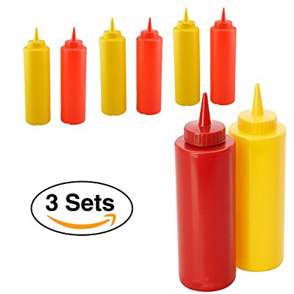 Ketchup & Mustard Dispenser Set, 3 -pack – 13.5oz (6 bottles)