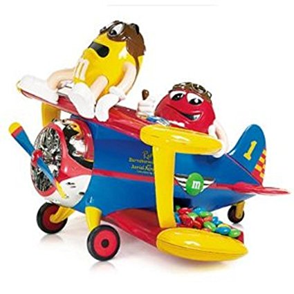 M&M Toy Airplane Candy Dispenser AKA Barnstorming Airplane rides with character Red as pilot & character Yellow as passenger
