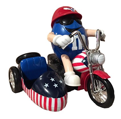 M&M's World Motorcycle with Side Car - Freedom Rider - Red, White & Blue Chocolate Candy Dispenser without a Collector's Box