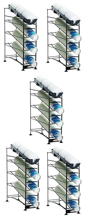 San Jamar C8504WF Wireworks 3 Tier Cup Dispenser with Lid Tray and Side Panels (5 pack)