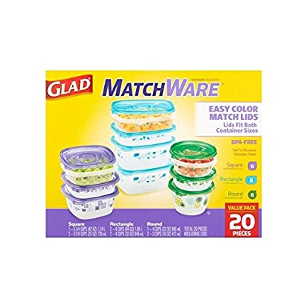 Glad Matchware Variety Pack Food Storage Containers 20 Pieces (Set of 1)
