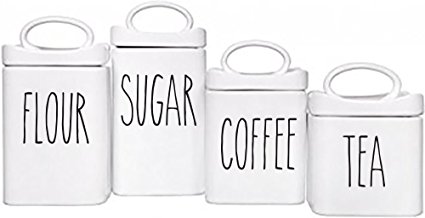 Rae Dunn Inspired Vinyl Stickers for Food Canisters (Canisters not included) Pack of 4 (Black)