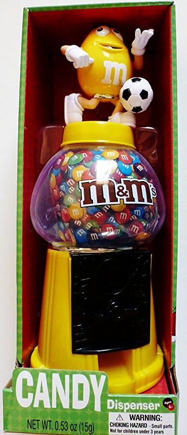 M & M Candy Dispenser/Bank - Soccer - Yellow