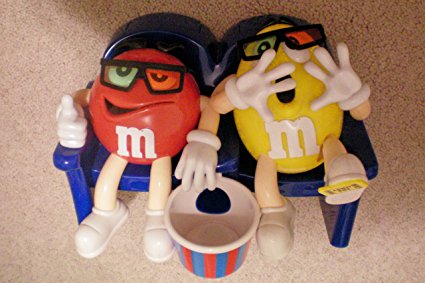 M & M Movie Goers Candy Dispenser -- Red and Yellow M&M Candy -- as shown